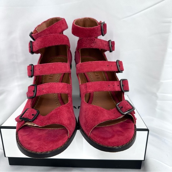 Coach Suede Buckle Booties Rivets Leather lining Padded Insole Round Heel sz 6 - Picture 6 of 10